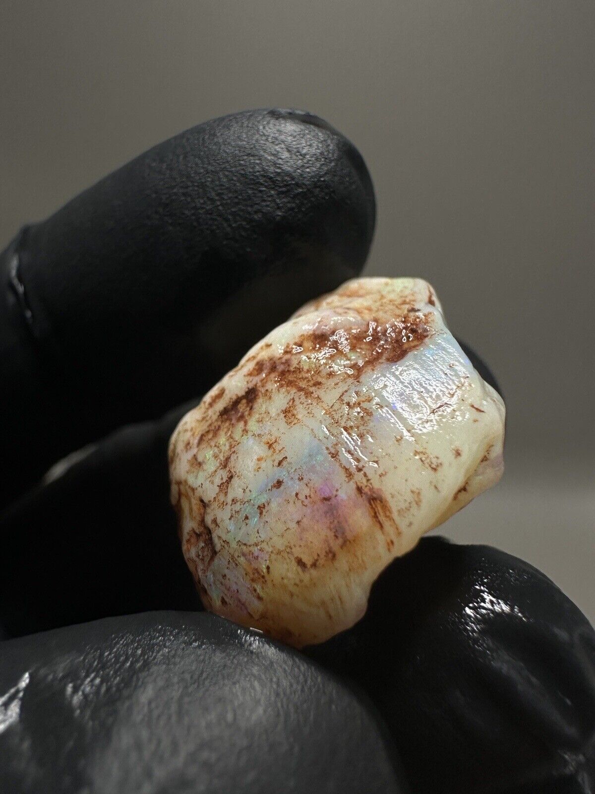 44 Carats Solid Rough Coober Pedy Crystal Opal Shell Piece with Beautiful Colour
