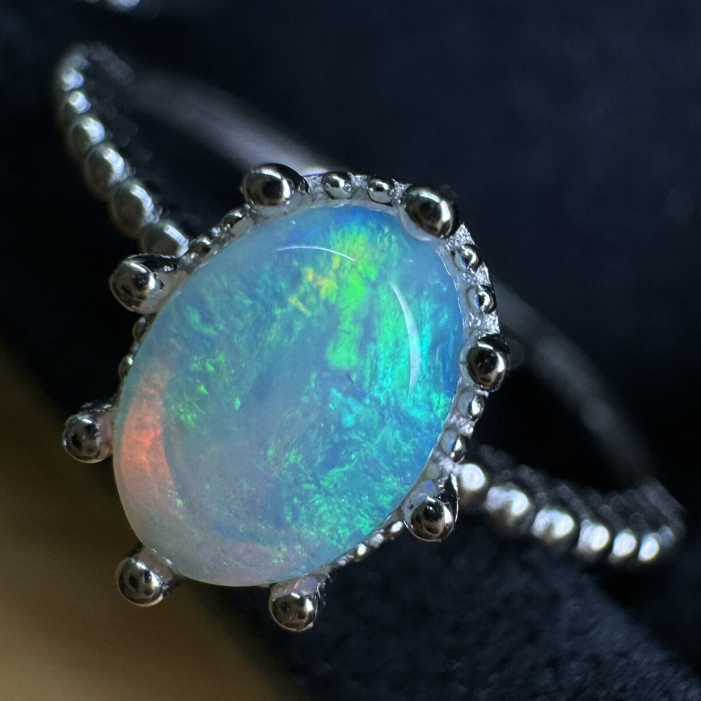 Opal Ring No.12 colorful blue ocean