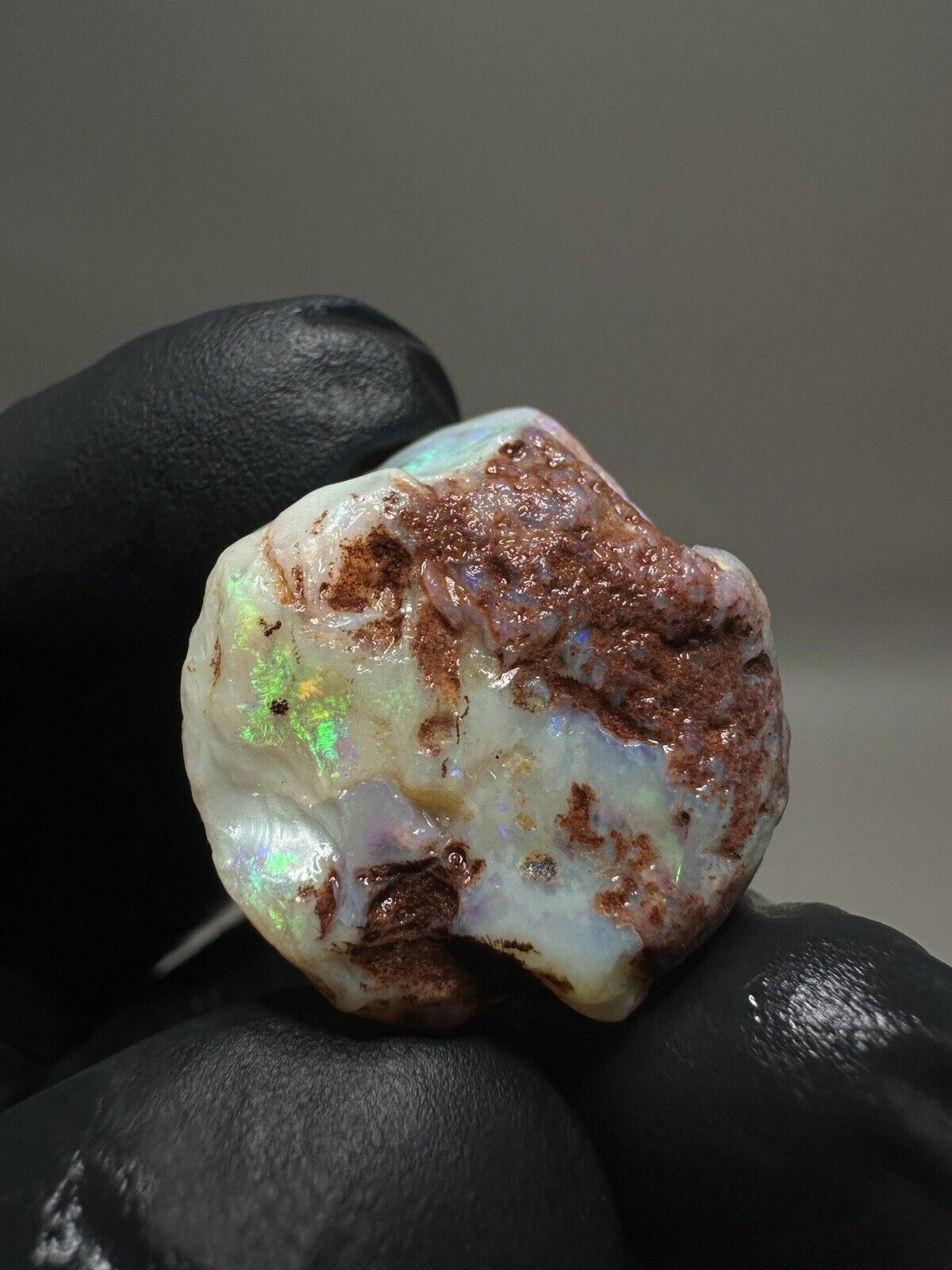 44 Carats Solid Rough Coober Pedy Crystal Opal Shell Piece with Beautiful Colour
