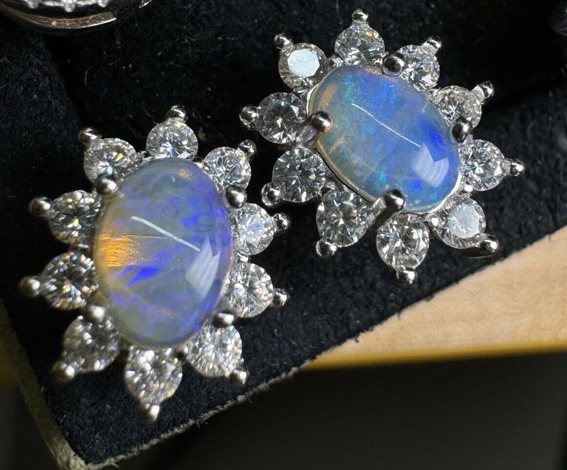 Opal Earstuds No.4 Mystical blue-purple twilight on the sea