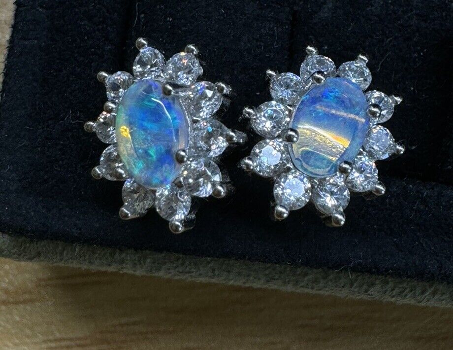 Opal Earstuds No.4 Mystical blue-purple twilight on the sea