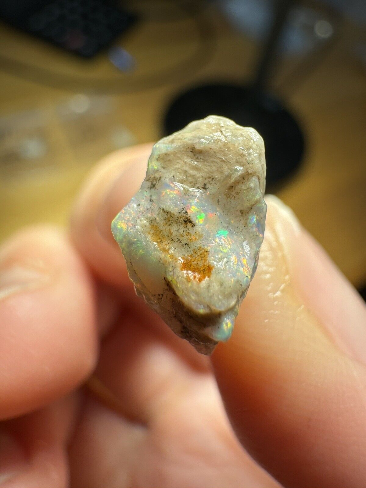 6.6 Carats Solid Rough Coober Pedy Opal Piece with Beautiful Colour B1