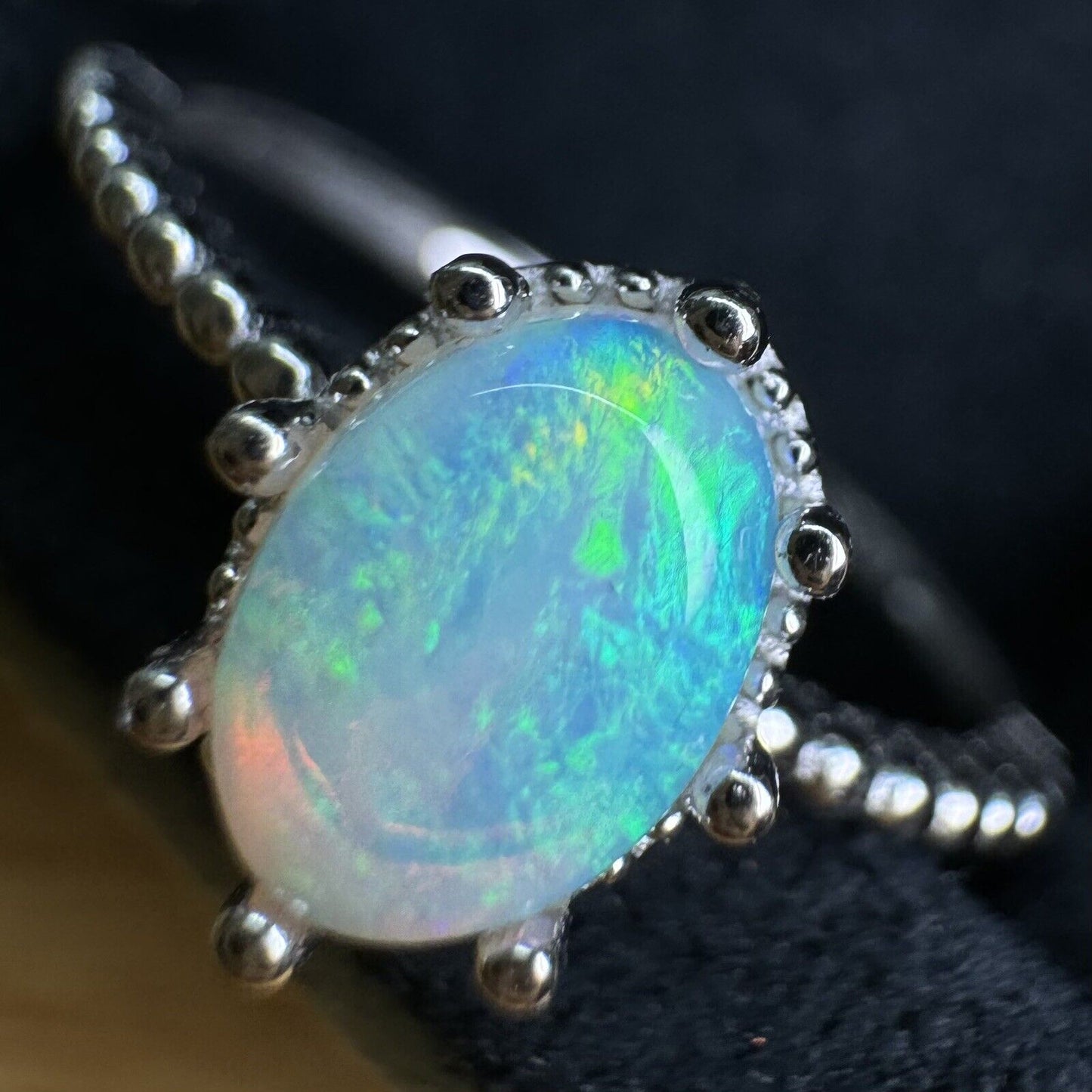 Opal Ring No.12 colorful blue ocean