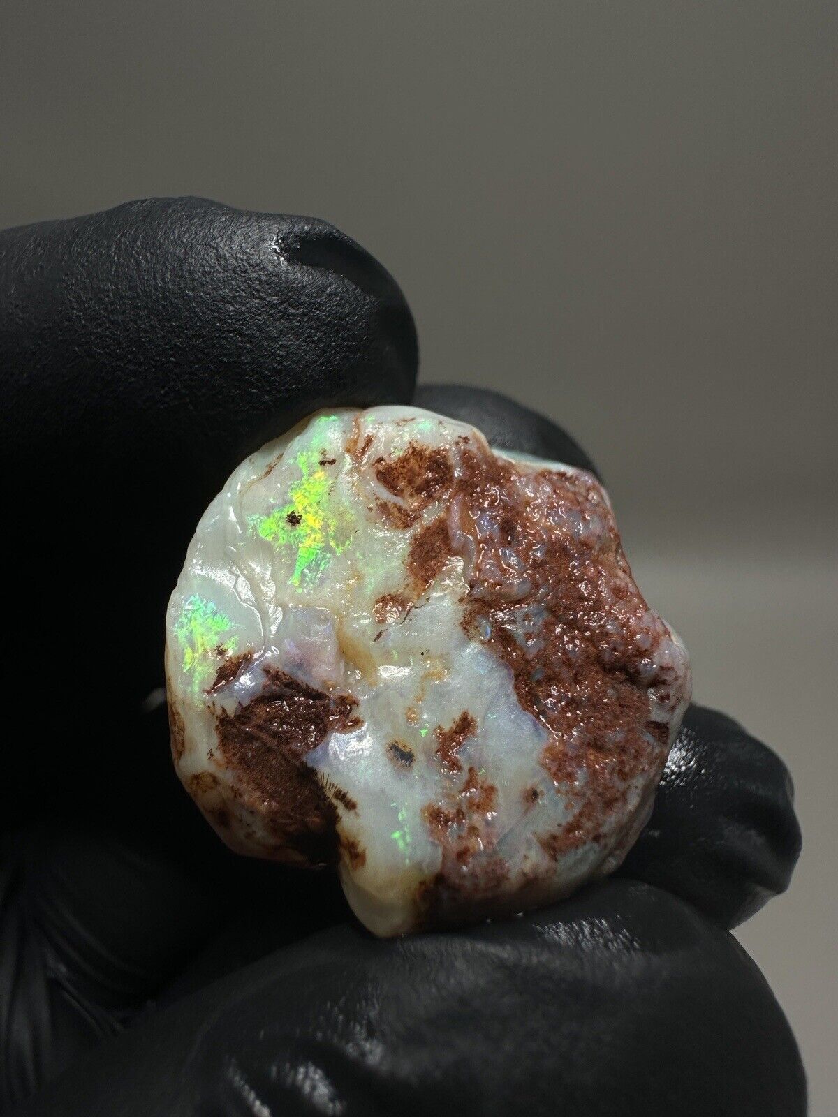 44 Carats Solid Rough Coober Pedy Crystal Opal Shell Piece with Beautiful Colour