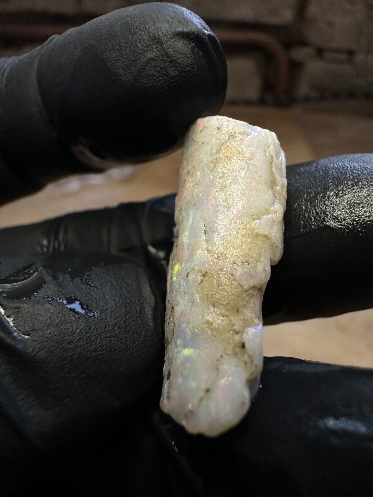 Coober Pedy 22ct Opalized Belemnite Pipe Piece With Rainbow Colors