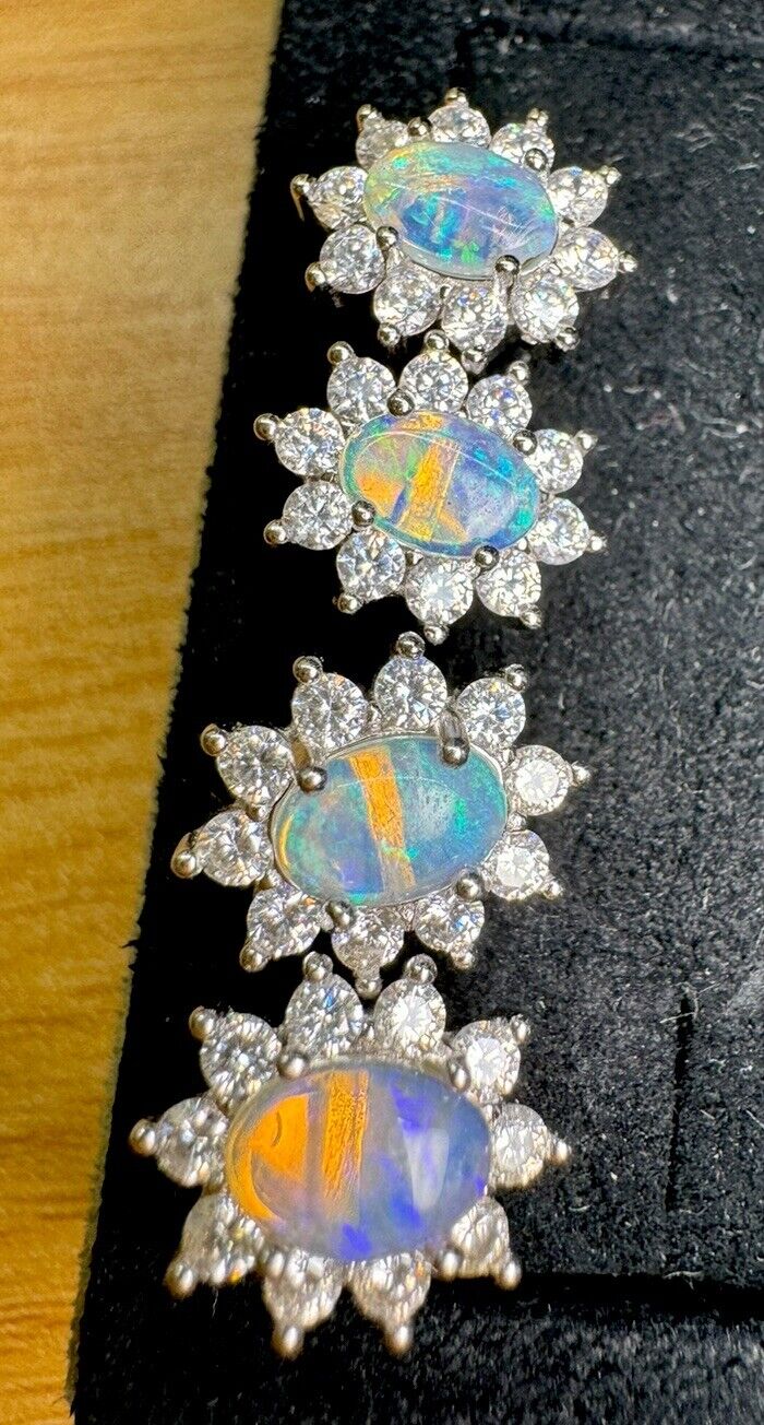 Opal Earstuds No.4 Mystical blue-purple twilight on the sea