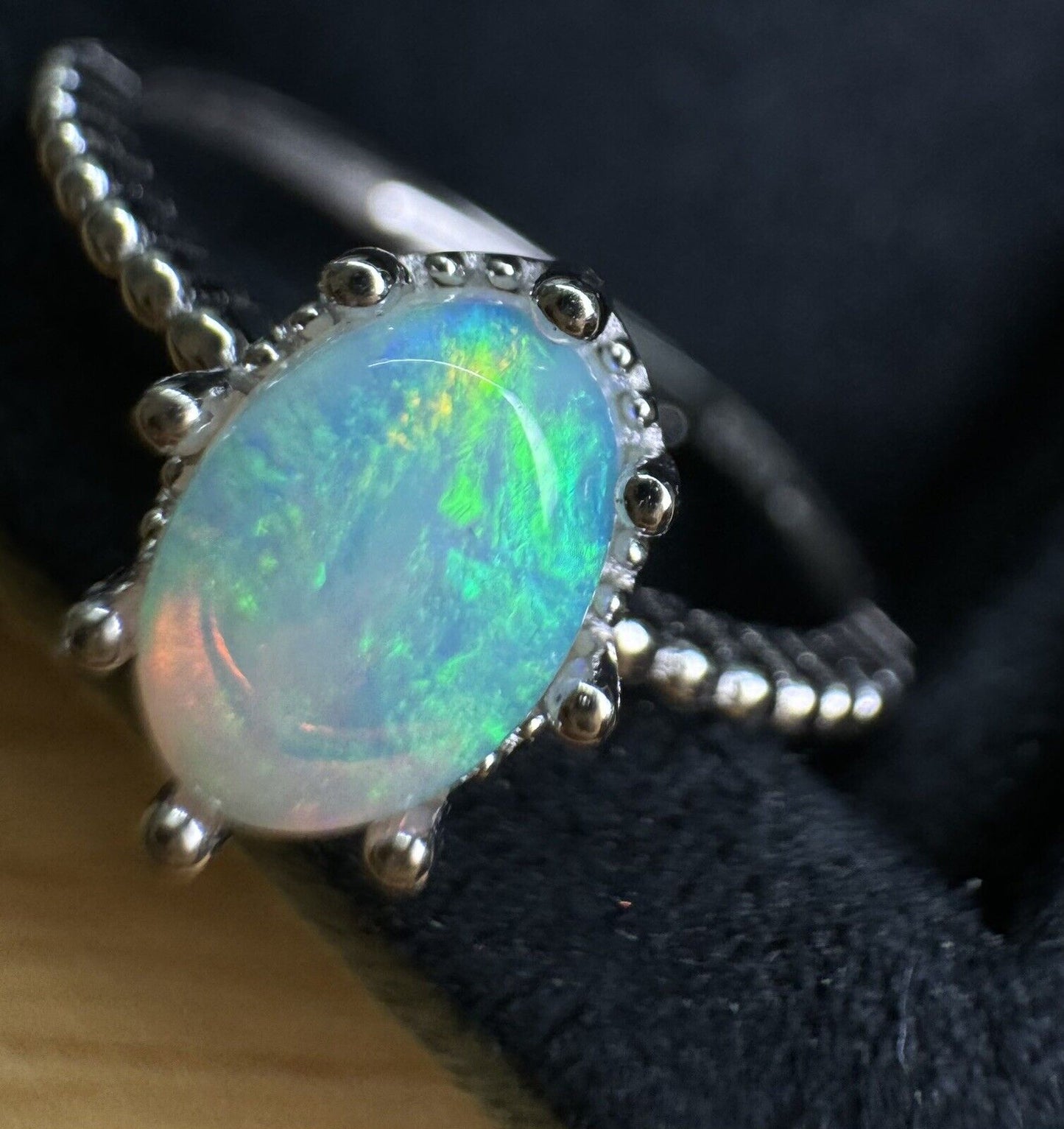 Opal Ring No.12 colorful blue ocean