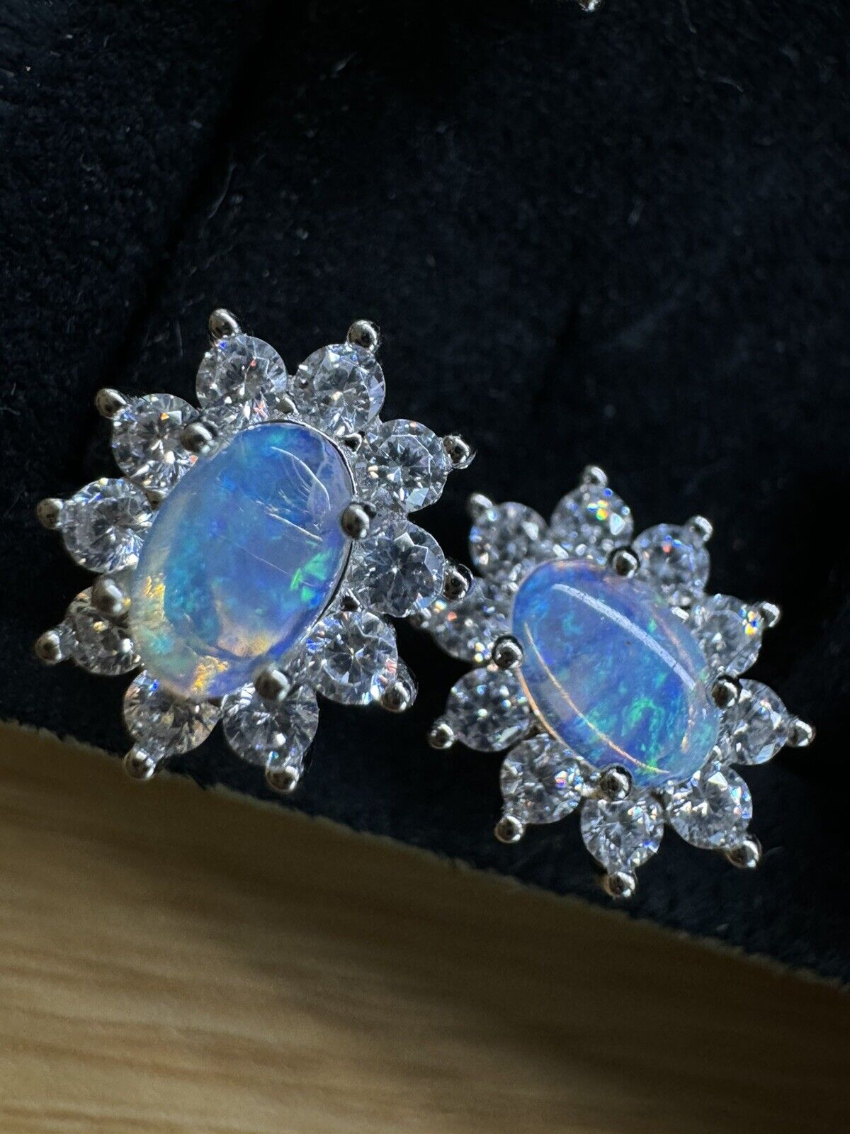 Opal Earstuds No.4 Mystical blue-purple twilight on the sea