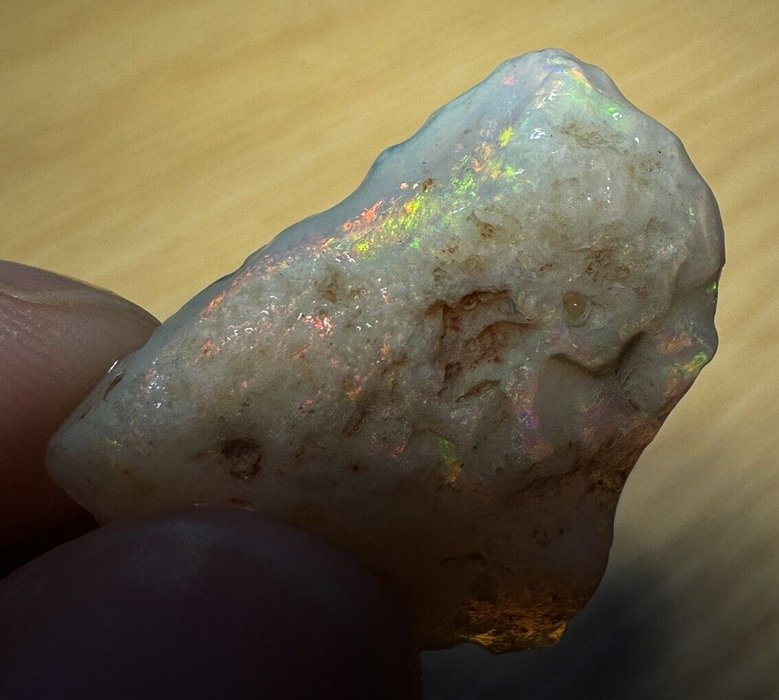12.5 Carats Solid Rough Coober Pedy Opal Piece with Beautiful Colour B1